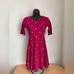 Dark Magenta And Gold Stars Dress